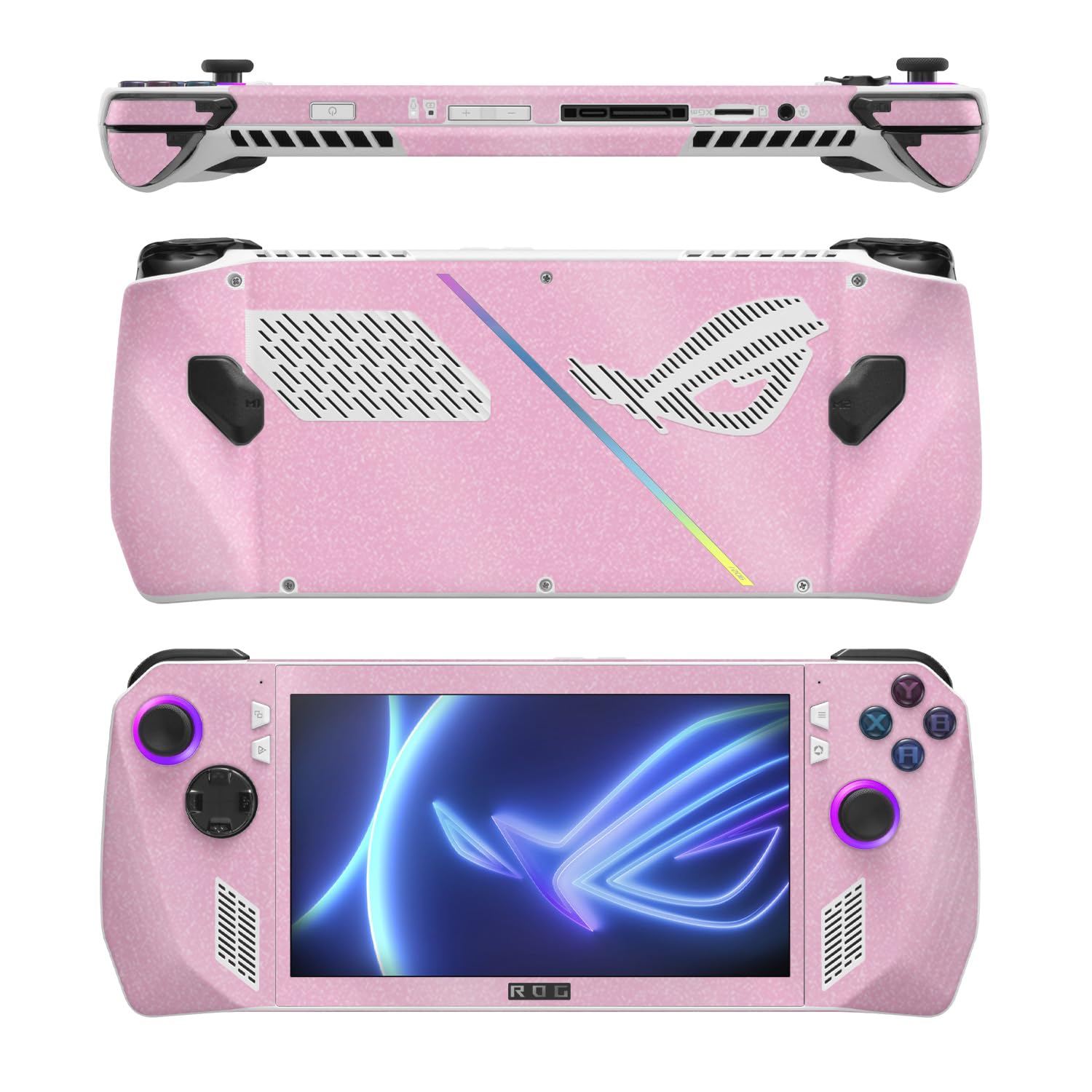 MightySkins Glossy Glitter Skin Compatible with Asus ROG Ally - Solid Pink | Protective, Durable High-Gloss Glitter Finish | Easy to Apply, Remove, and Change Style