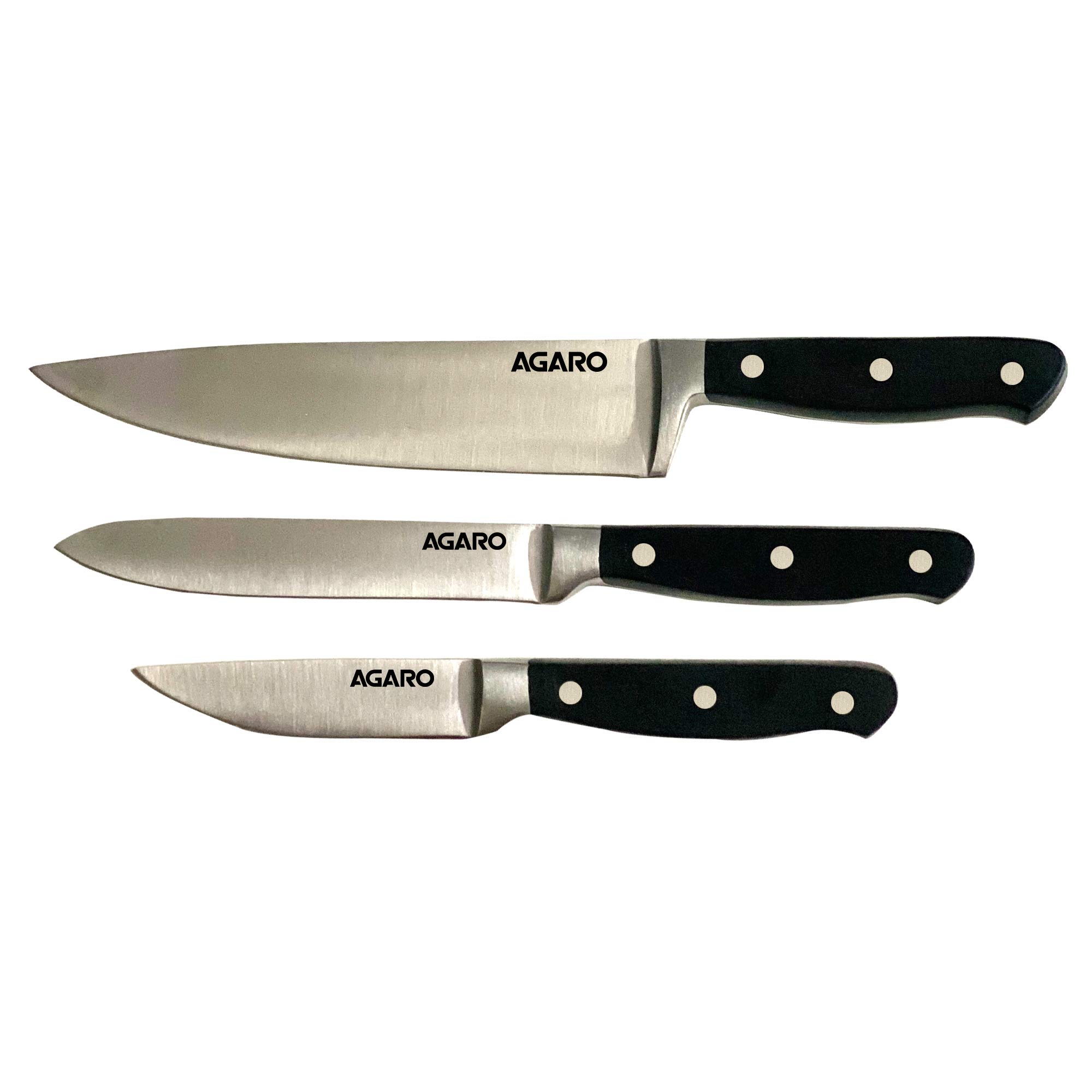 AGAROGalaxy Set of 3 Stainless Steel Kitchen Knife Blister Pack (Steel)