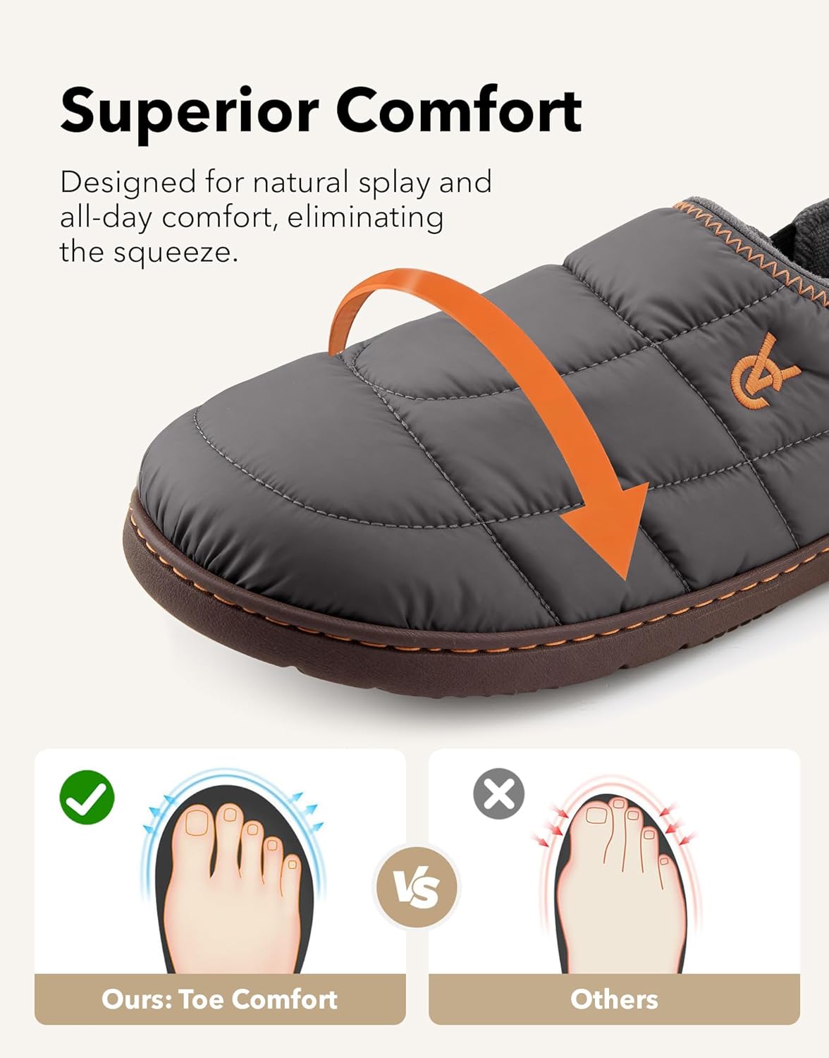 VeraCosy Men's Quilted Slippers with Elastic Gore and Anti Skid Outsole for Outdoor - Image 6