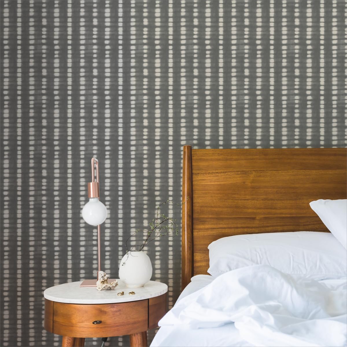 17.3”×78.7" Gray Wallpaper Boho Contact Paper Peel and Stick Wallpaper Modern Geometric Wallpaper Self Adhesive Wallpaper for Bedroom Dark Grey Polka Dot Wallpaper for Kitchen Bathroom Shelf boys Kids