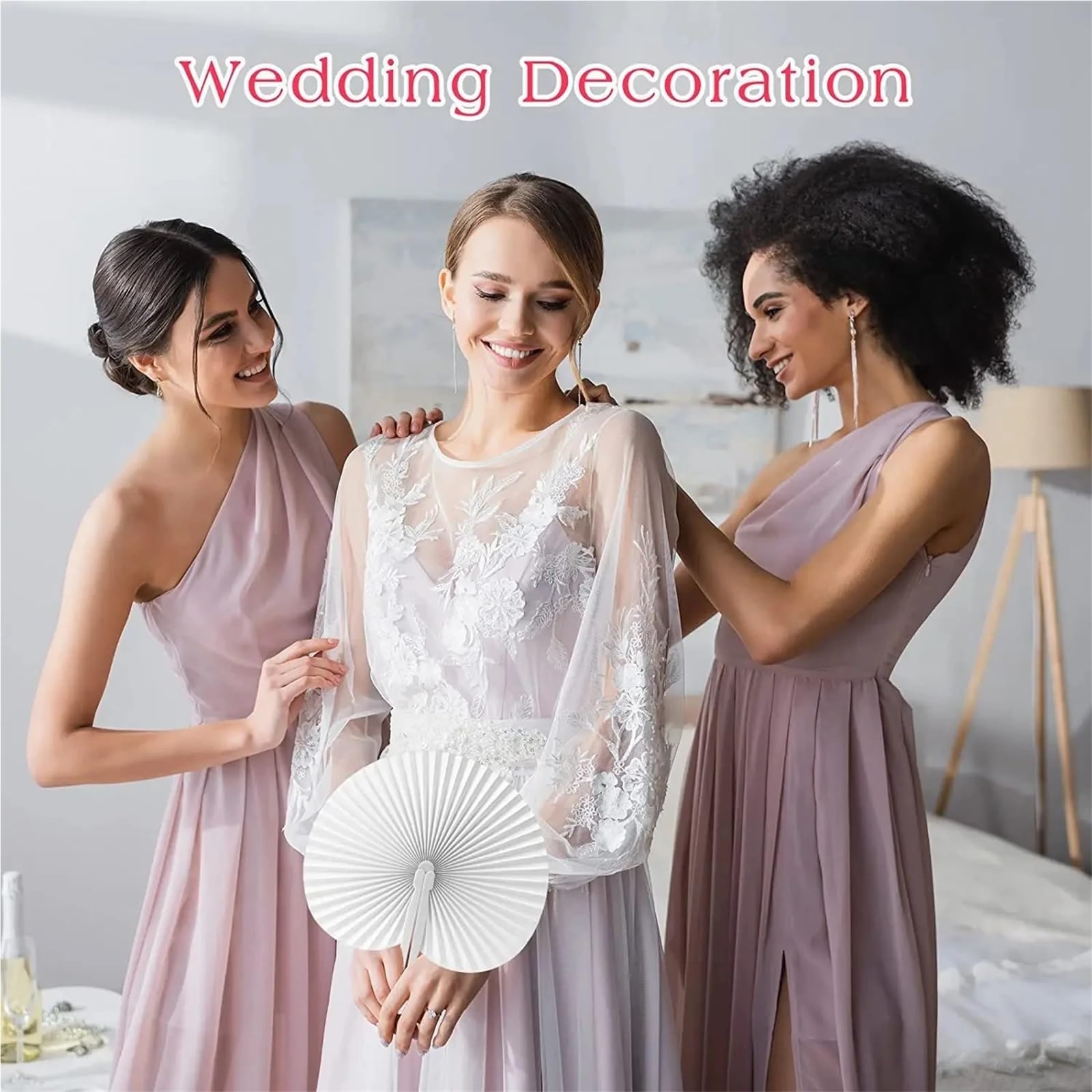 Fächer für Hochzeitsgäste, 100 Stück, weiß, faltbar, herzförmig, rund, Akkordeon-Papier, Hochzeit, Feier, Party, Dekoration, DIY-Malerei (herzförmig)