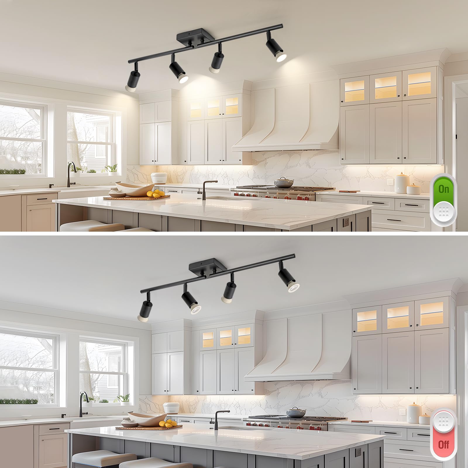 SEEBLEN 4-Light LED Track Lighting Kit,Black Track Lighting with Rotatable Light Heads,Directional Kitchen Ceiling Light for Kitchen Dining Room Hallway Closet Bedroom. — view 7