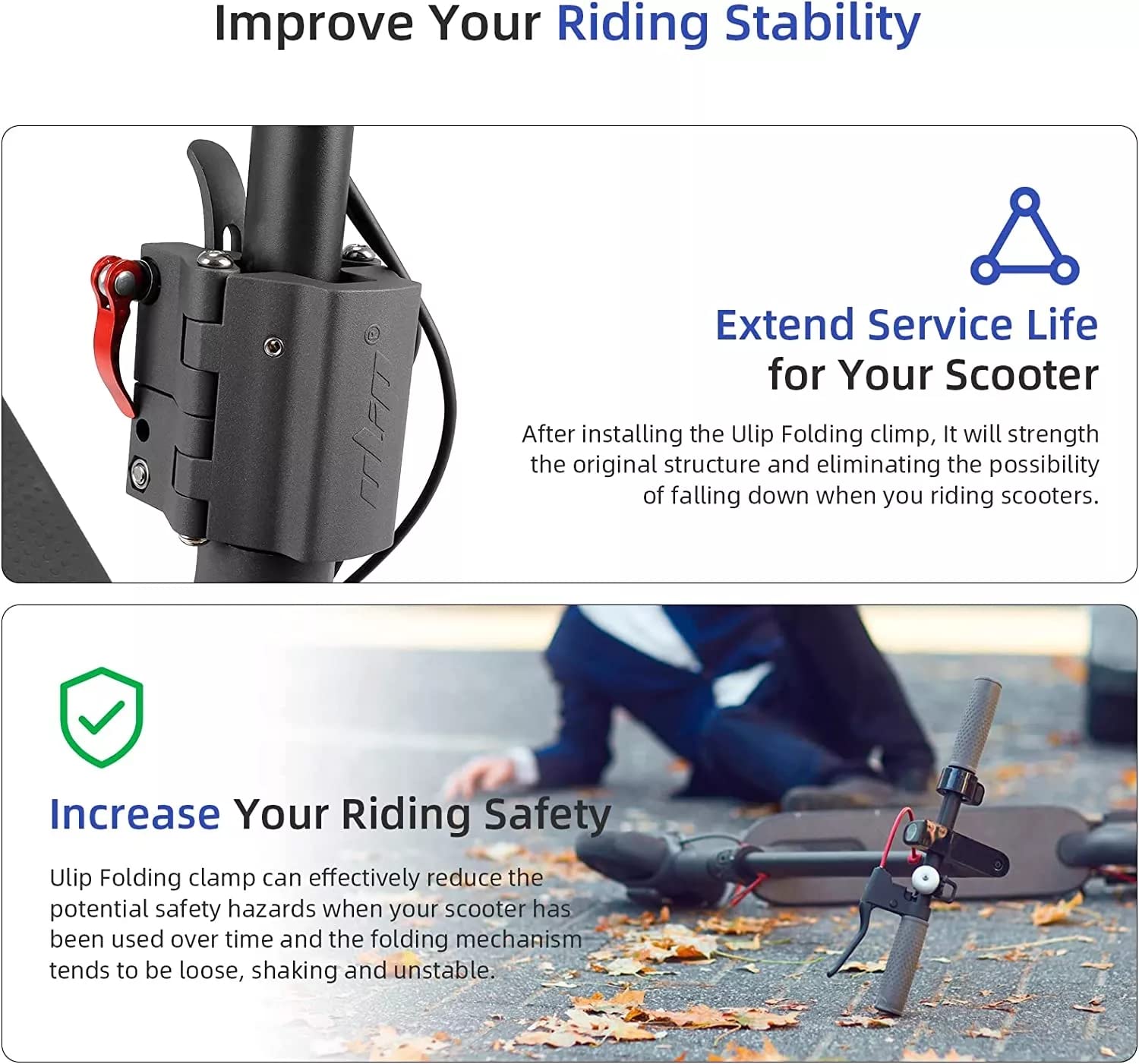 Support De Fixation Pliable En Alliage Aluminium Pour Trottinette Xiaomi/Pro/Pro2/1S/Mi3 - Stabilisateur Potence Anti-oscillations - 6