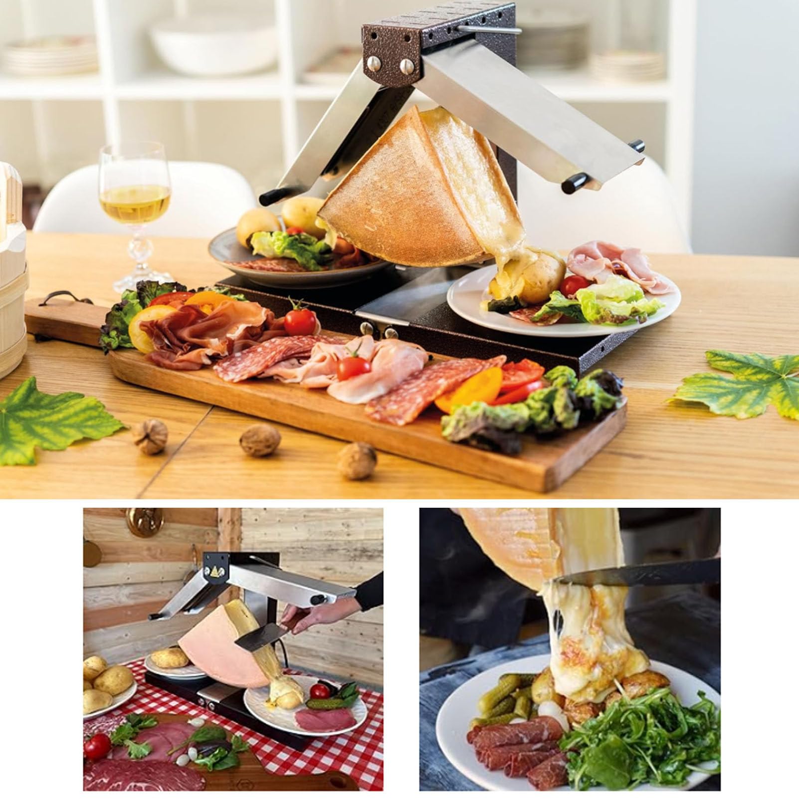Scioglitore Elettrico Commerciale per raclette per Mezze Forme di Formaggio,Multifunzione ad Angolo Regolabile in Acciaio Inossidabile,Riscaldamento rapido,per ristoranti,cucine
