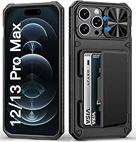 Vista 68 de Funda para iPhone 16 Pro Max con tarjetero (4-5 tarjetas), funda deslizante para cámara y protección de grado militar, a prueba de golpes, Azul