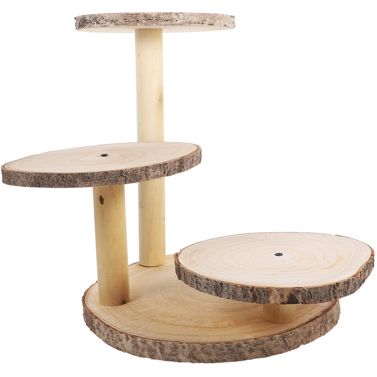 Soporte para Adecuado de Ocasiones Limpiar Fácil Rústico para Madera de 3 Niveles Diseño Decoración Tartas Tradicionales ycoración de Bodas