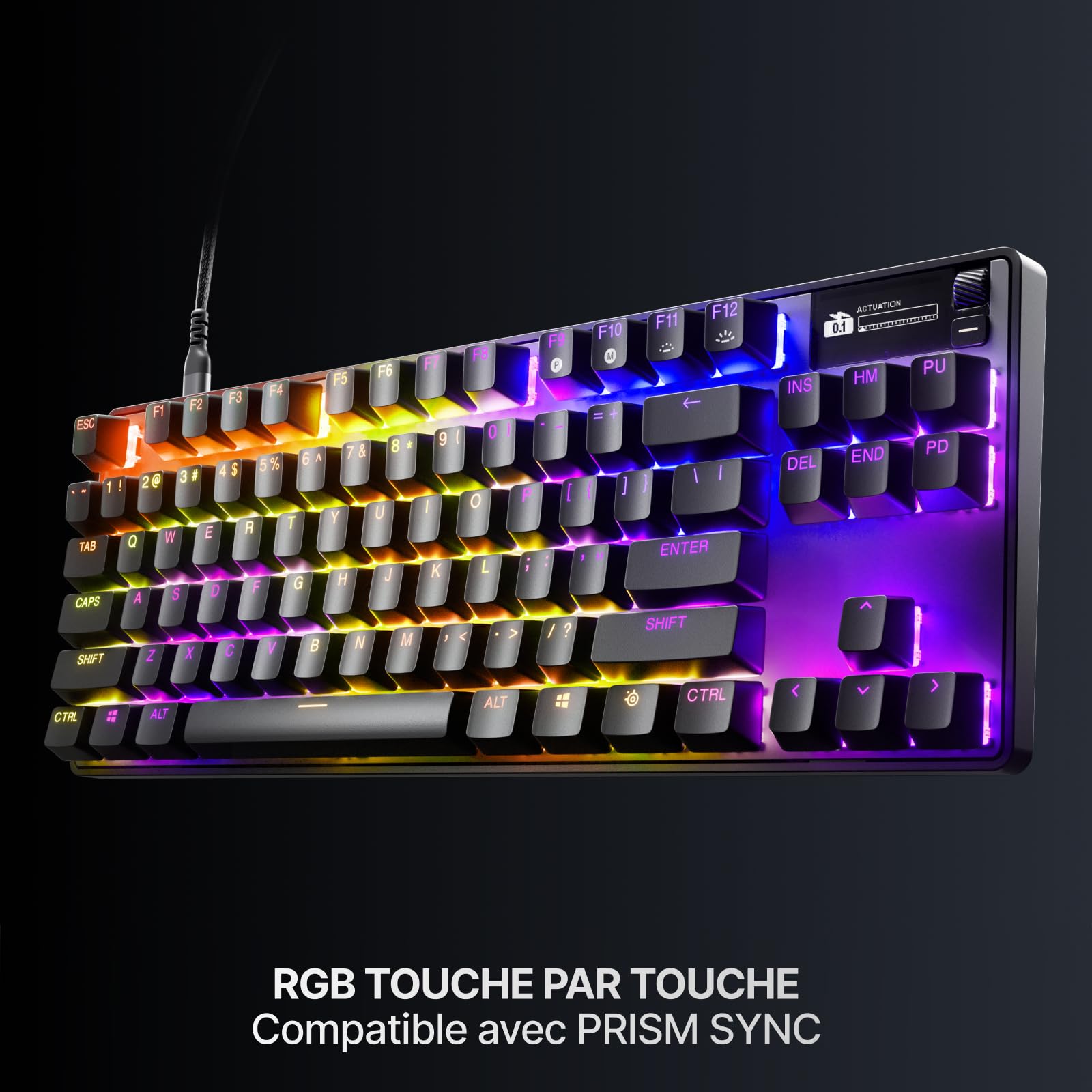 SteelSeries Apex Pro TKL Gen 3 - Clavier Gaming-HyperMagnetic - OmniPoint 3.0 - Actionnement Ajustable - Déclenchement Rapide-Préréglages prêts à Jouer - Toucher Rapide/SOCD - OLED -FR Layout AZERTY