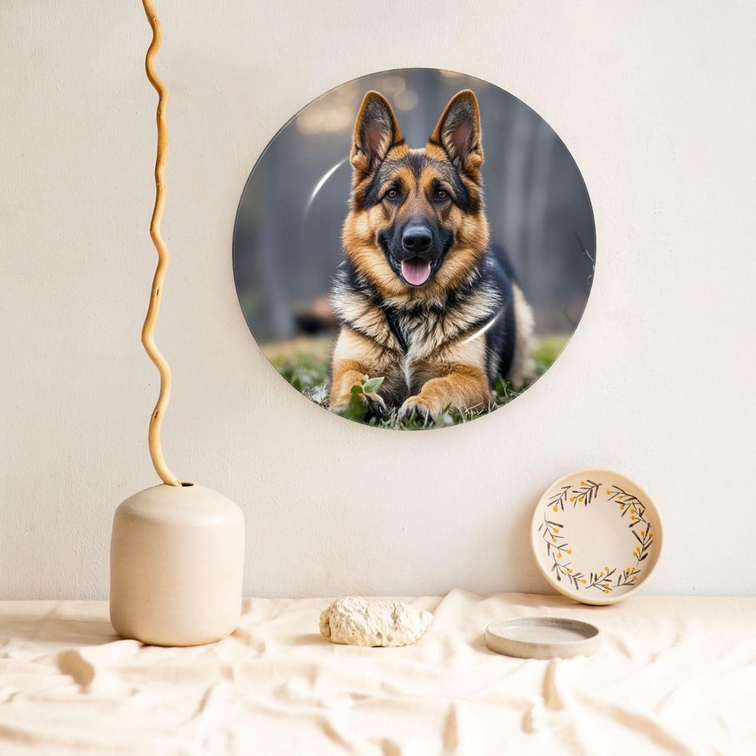 Decorative Plate Art Crafts Bone China Decorative Plate with Display Rack Souvenir Wall Decor Ceramic Ornaments Dinner Plates Ceramic Decoratives Plates for Home Office 10in