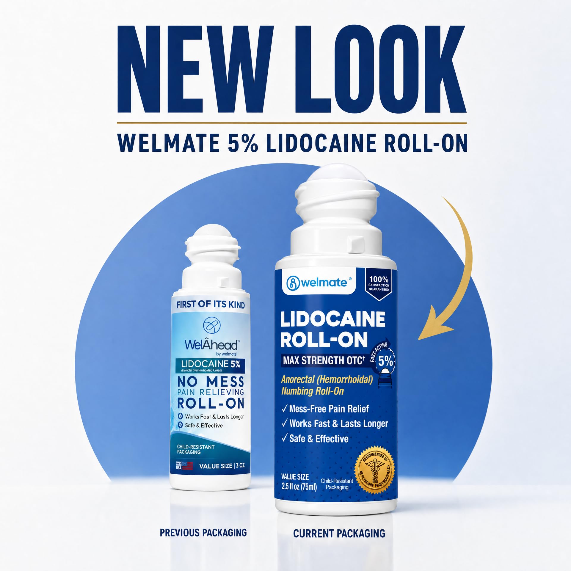 WELMATE 5% Lidocaine Roll-On Maximum Strength Pain Relief, 2.5 oz — Amazon image 2