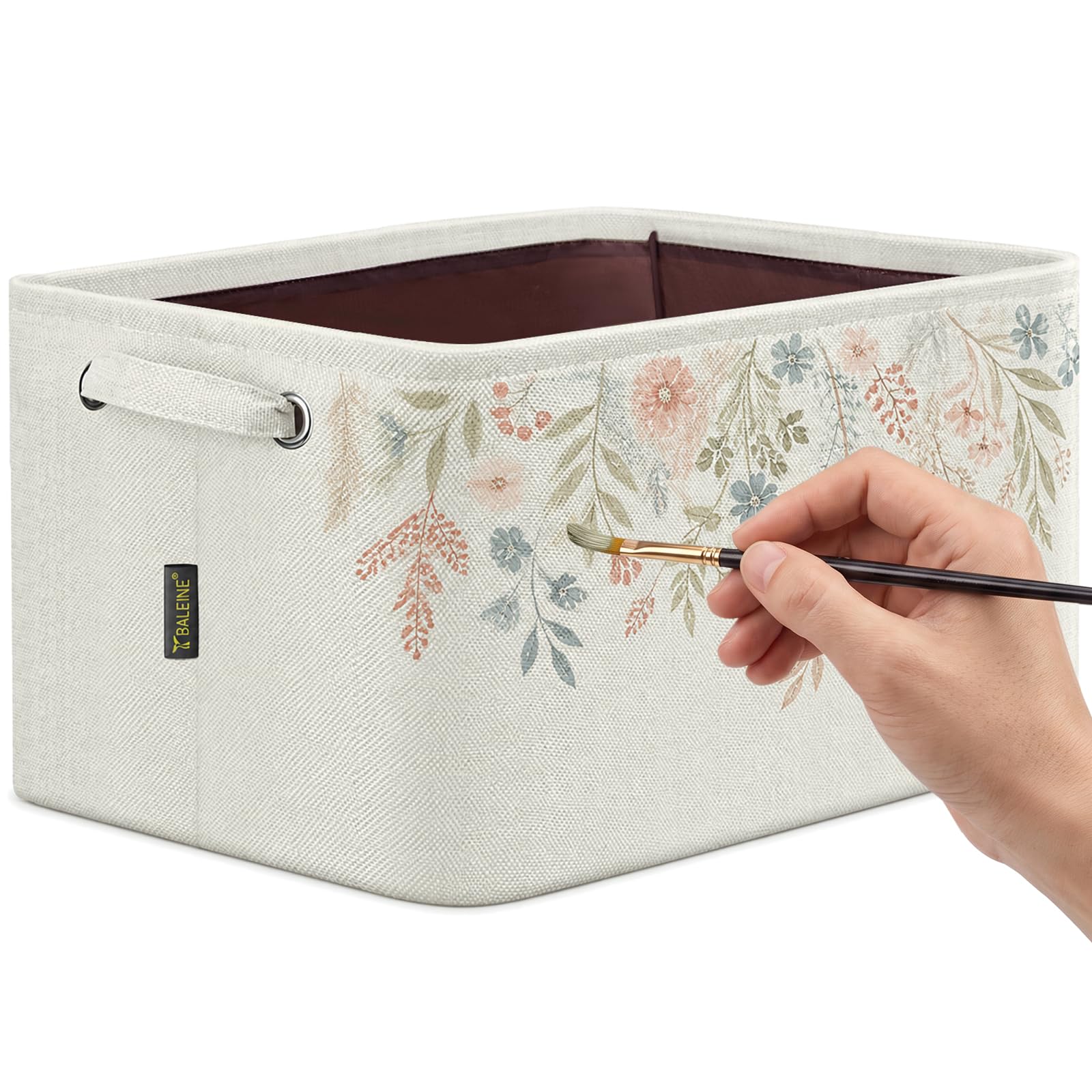 BALEINE 1 Pack Fabric Closet Storage Bins for Shelves, Linen Closet Organizers and Storage, Decorative Baskets for Organizing, Shelf, Clothes, Home, Office (White, 12"x8"x8")