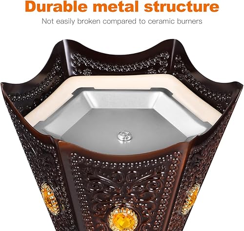 Miniatura 8 de Quemador de incienso árabe eléctrico, incensario de escritorio enchufable para decoración del hogar, hierro marrón oscuro, seguro para mascotas y