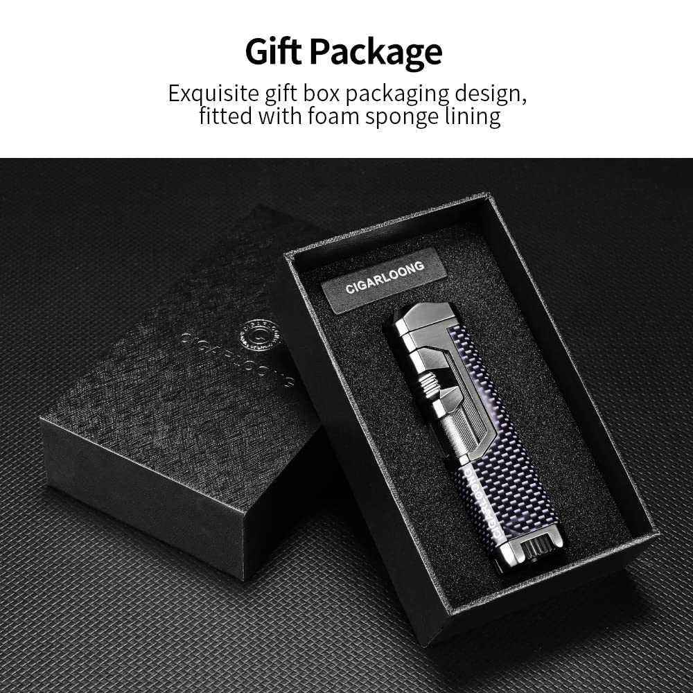 Buy CIGARLOONG Cigar Lighter 4 Triple Jet Torch Flame Refillable Butane