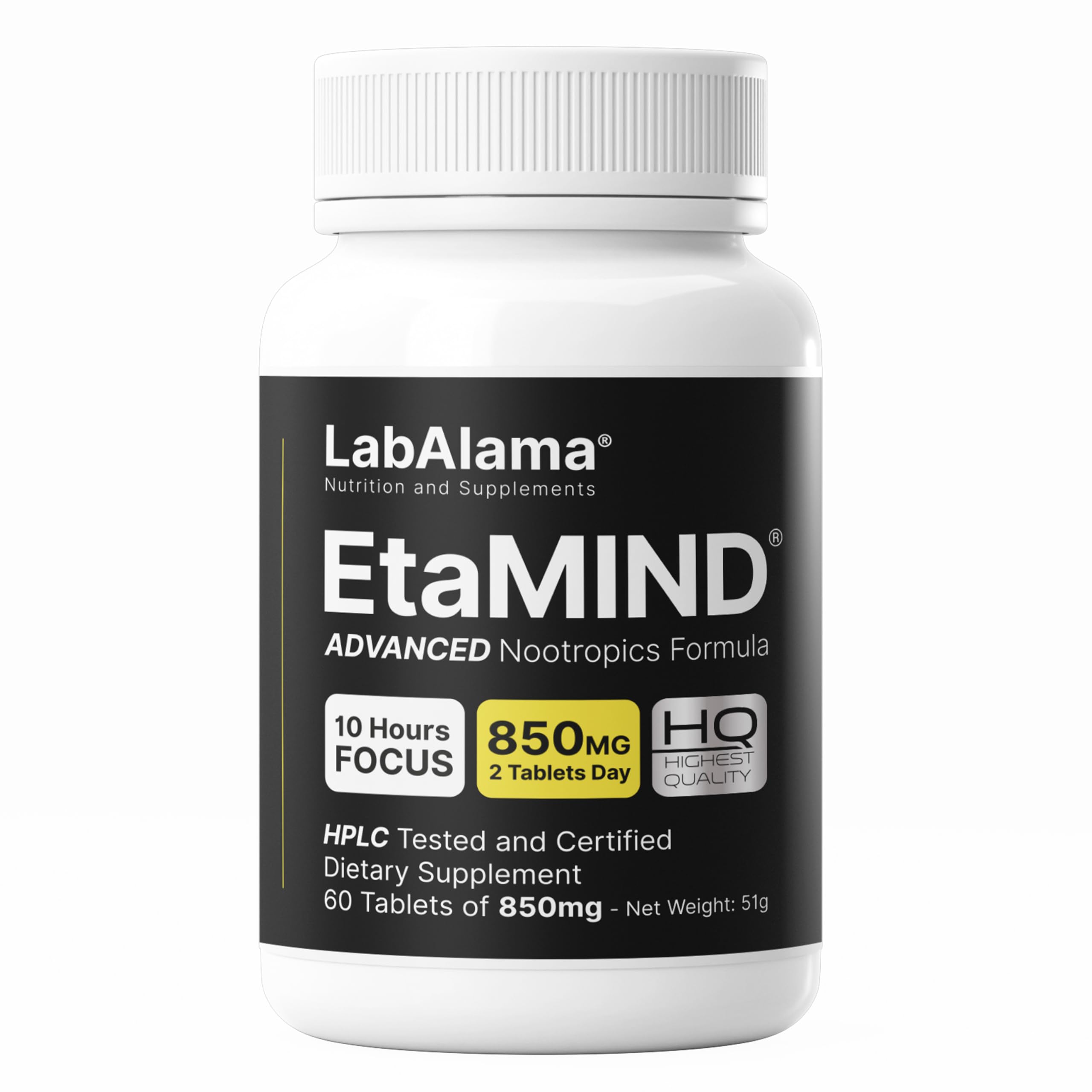 Labalama ETAMind Integratore nootropo - Focus Mentale, Energia e Attenzione - 60 compresse da 850mg (1 Confezione)