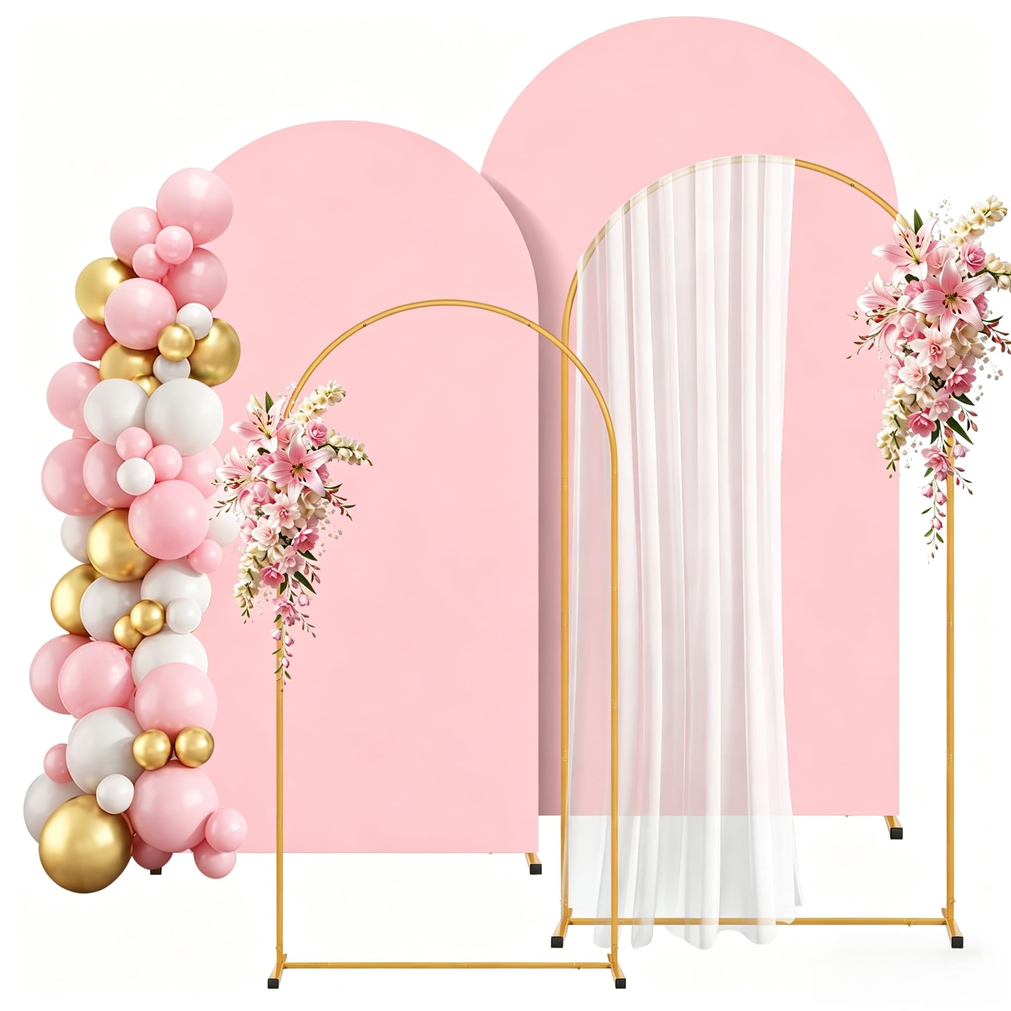 2 Pack Arch Backdrop Stand and Cover Set (7.2FT/6FT), Balloon Arch Stand