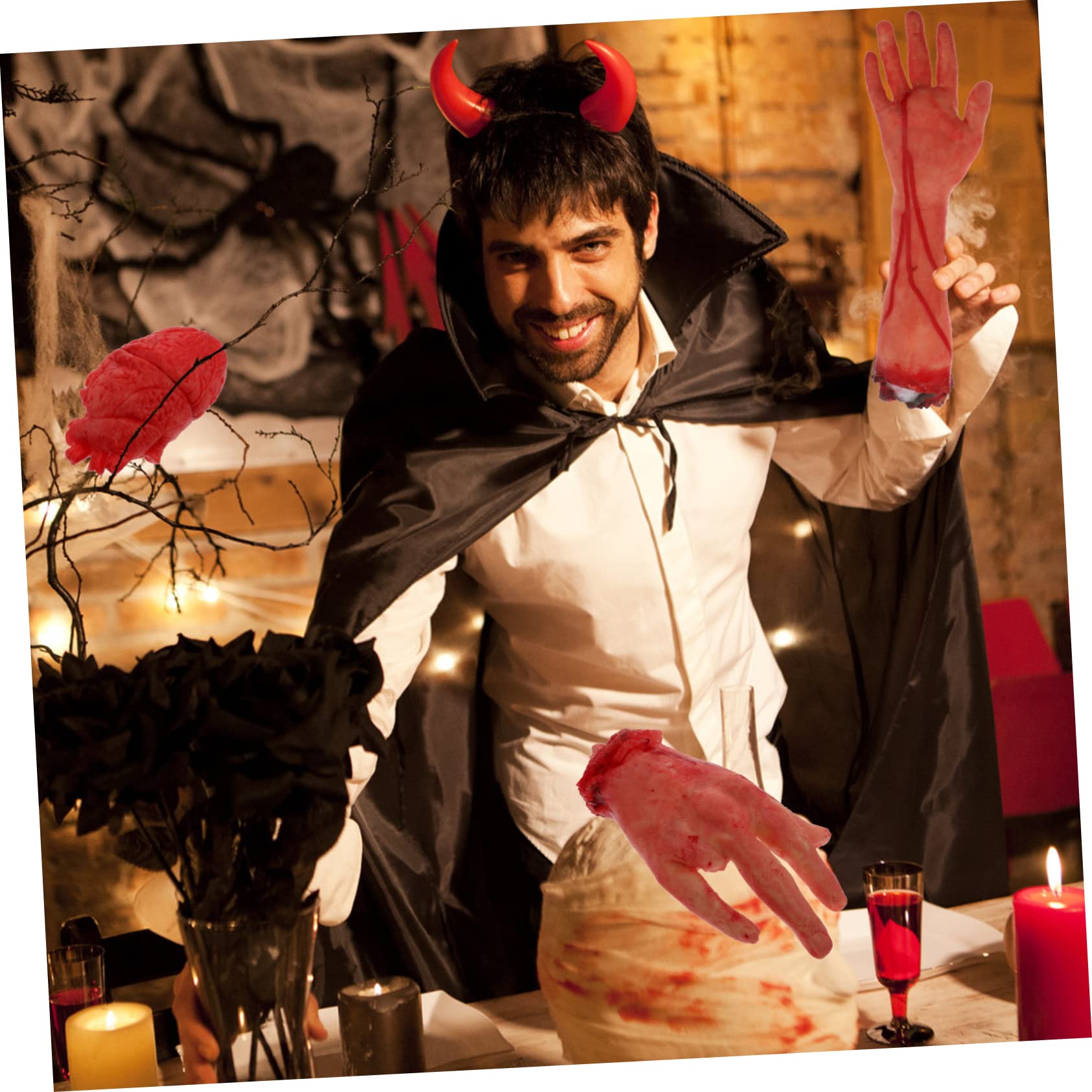 6 Stück Teiliges Gruselige Körperteile Deko für Halloween Abgetrennte Hände und Füße als Requisiten für Spukhaus und Partys Realistische und Langlebige Halloween Dekoration