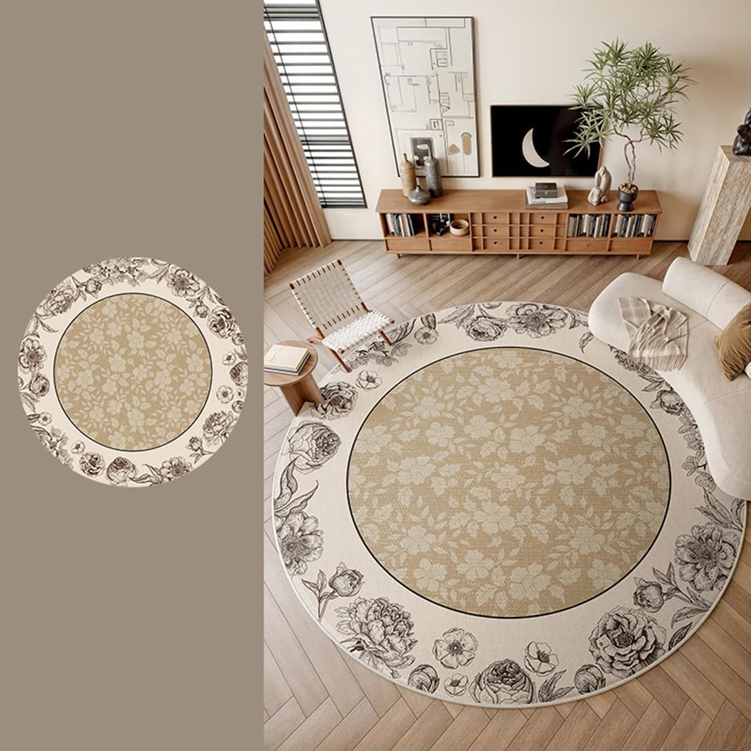 グレーのオーバーダイヴィンテージラグ 縁アリフラワー No.683 グレー