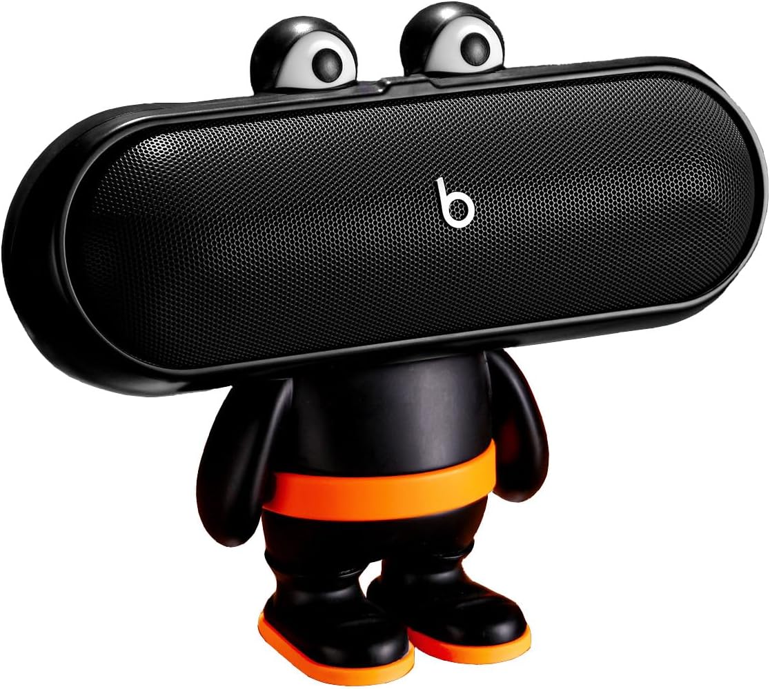 Protective Stand for Beats Pill (2024 Model) Portable Bluetooth Speaker, Scratch & Shock Resistant Cover with Precise Cutouts and Enhanced Sound Direction, Classic Big-Mouth Figurine Design (Black)