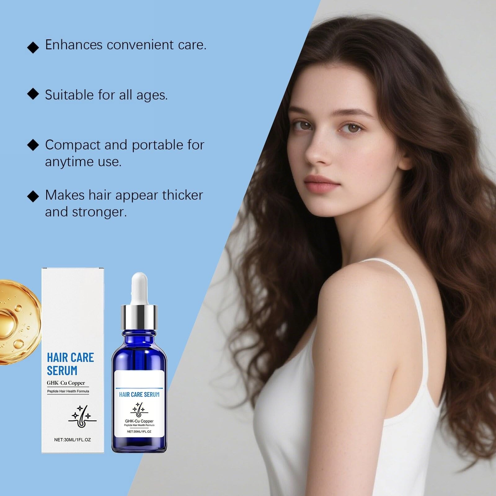 Hair Growth Serum， GHK-Cu Copper Peptide Hair Health Formula - Thicker Looking Hair, for Men & Women，30ml (2-Pack) - 3