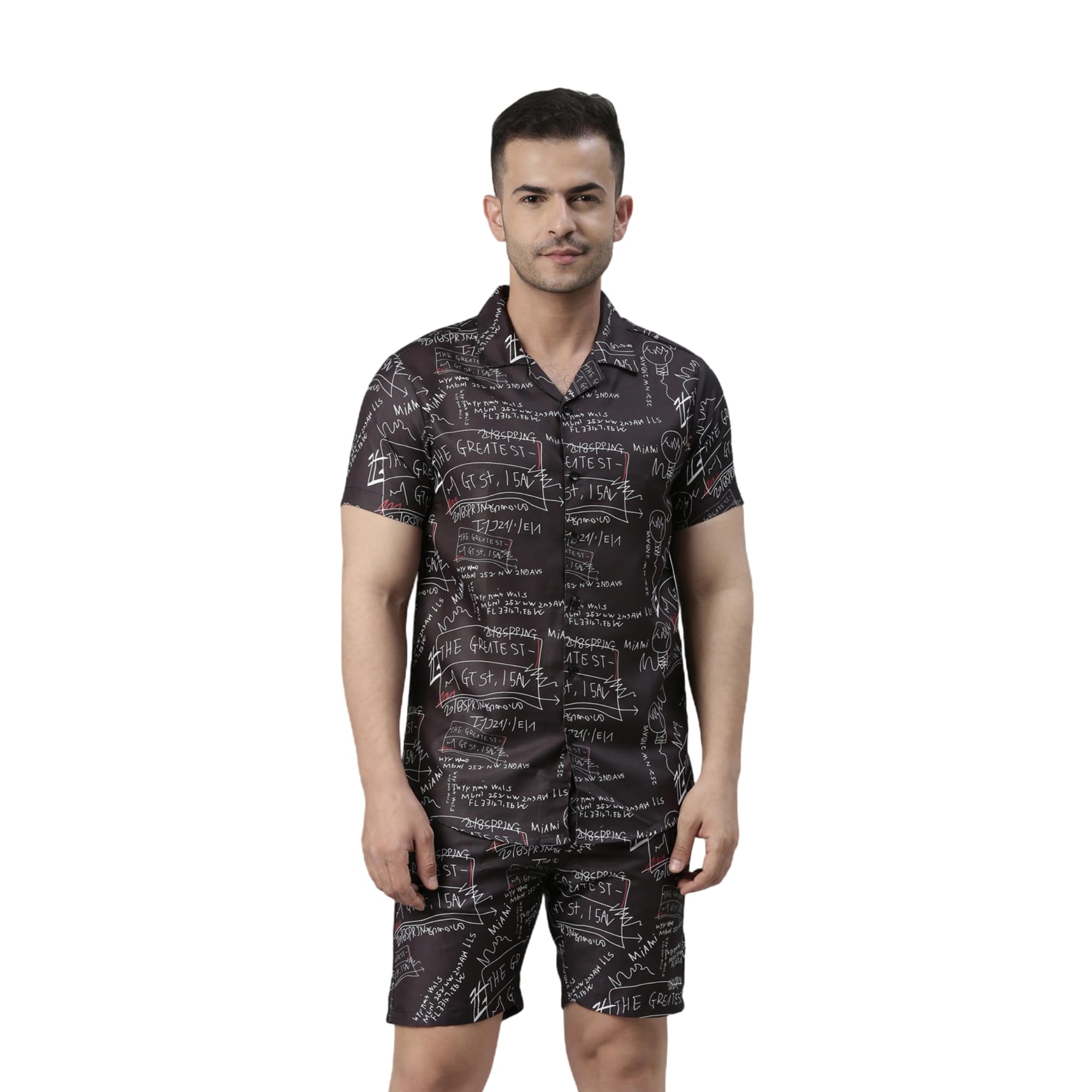 bushirt Mens Printed Regular Black Color Night Suit Set-MNS0146-picture-38