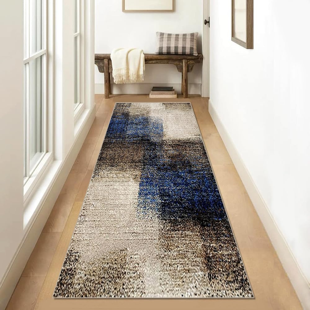 Tadi & Imperio1979 Tapis long pour couloir, cuisine, entrées antidérapantes, coloris taupe et anthracite, lavable en machine et à la main Tadi & Imperio1979 Tapis long pour couloir, cuisine, entrées antidérapantes, coloris taupe et anthracite, lavable en machine et à la main