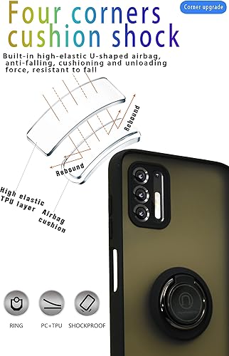 Está especialmente diseñado para Motorola Moto G Stylus 2021 antihuellas, soporte de anillo giratorio de 360 integrado sólido y duradero, funda