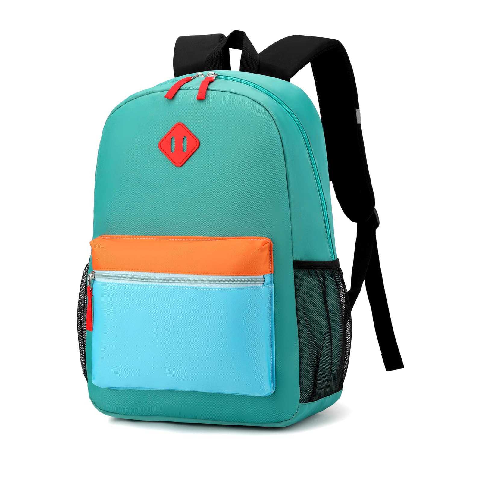 Elementary Backpack for Boys and Girls 5-9 Years Kindergarten Primary Kids Bookbag with Chest Buckle (Lake Green Blue, Large-17inch)