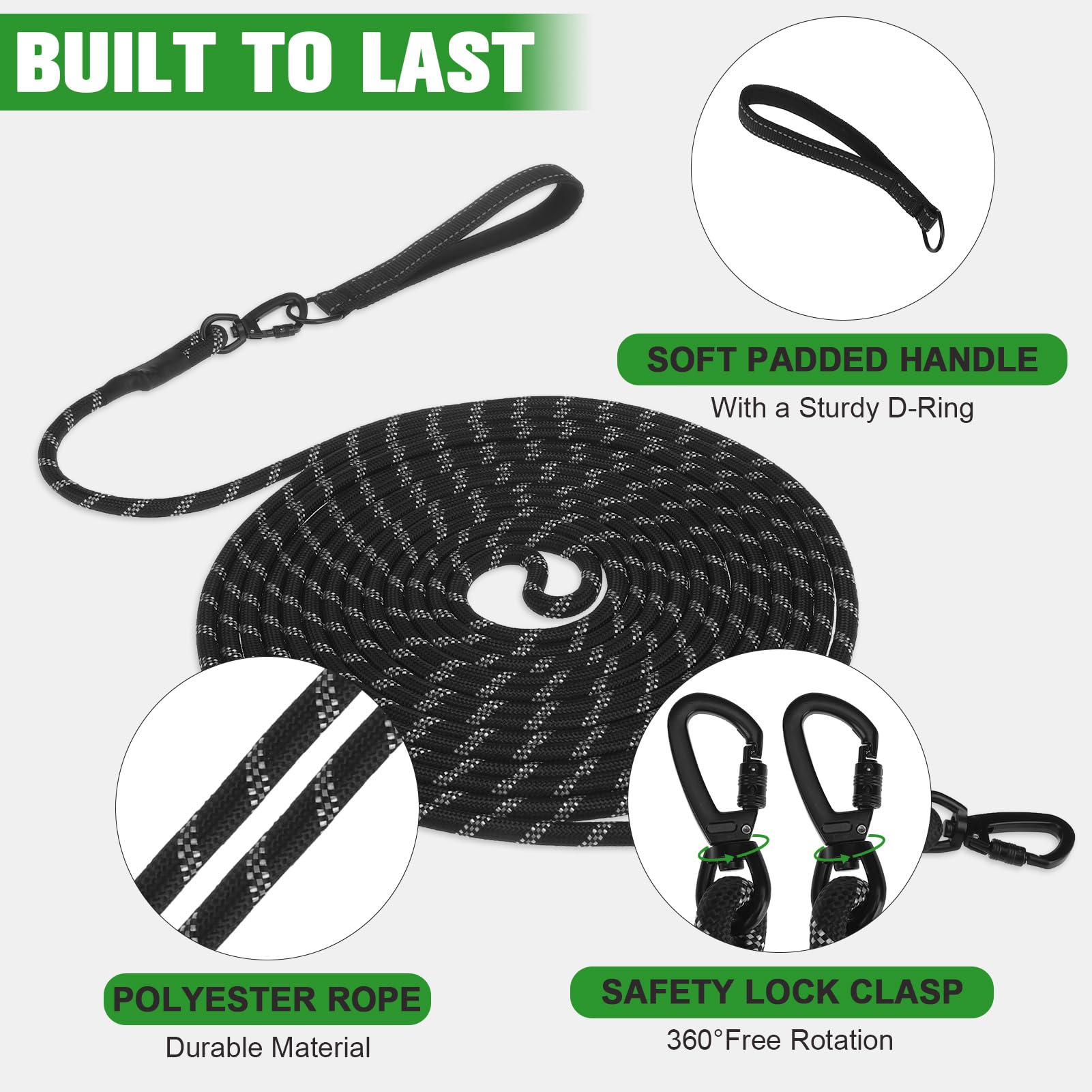 Mihachi Dog Tie Out Stake and Long Dog Leash - Image 3