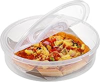 Vista 2 de BTSKY Recipiente de plástico transparente para pizza con tapa y asa, transportador de pasteles redondo de 12 pulgadas con tapa, portátil