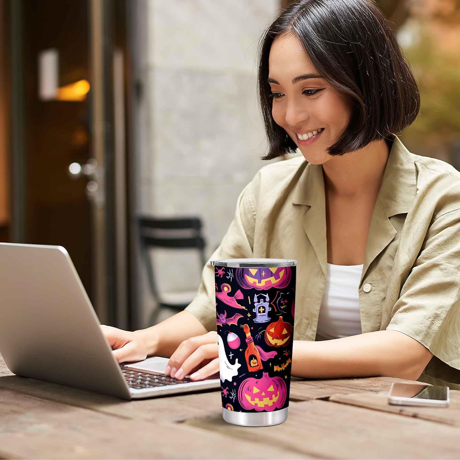 Christmas Tumbler 20oz, Men or Women Christmas Gifts, Halloween Gifts for Kids or Adults, Ghost Cups with Lid for Birthday Valentine or Holiday, Spooky Cups for Family Friends or Loved Ones - Image 9