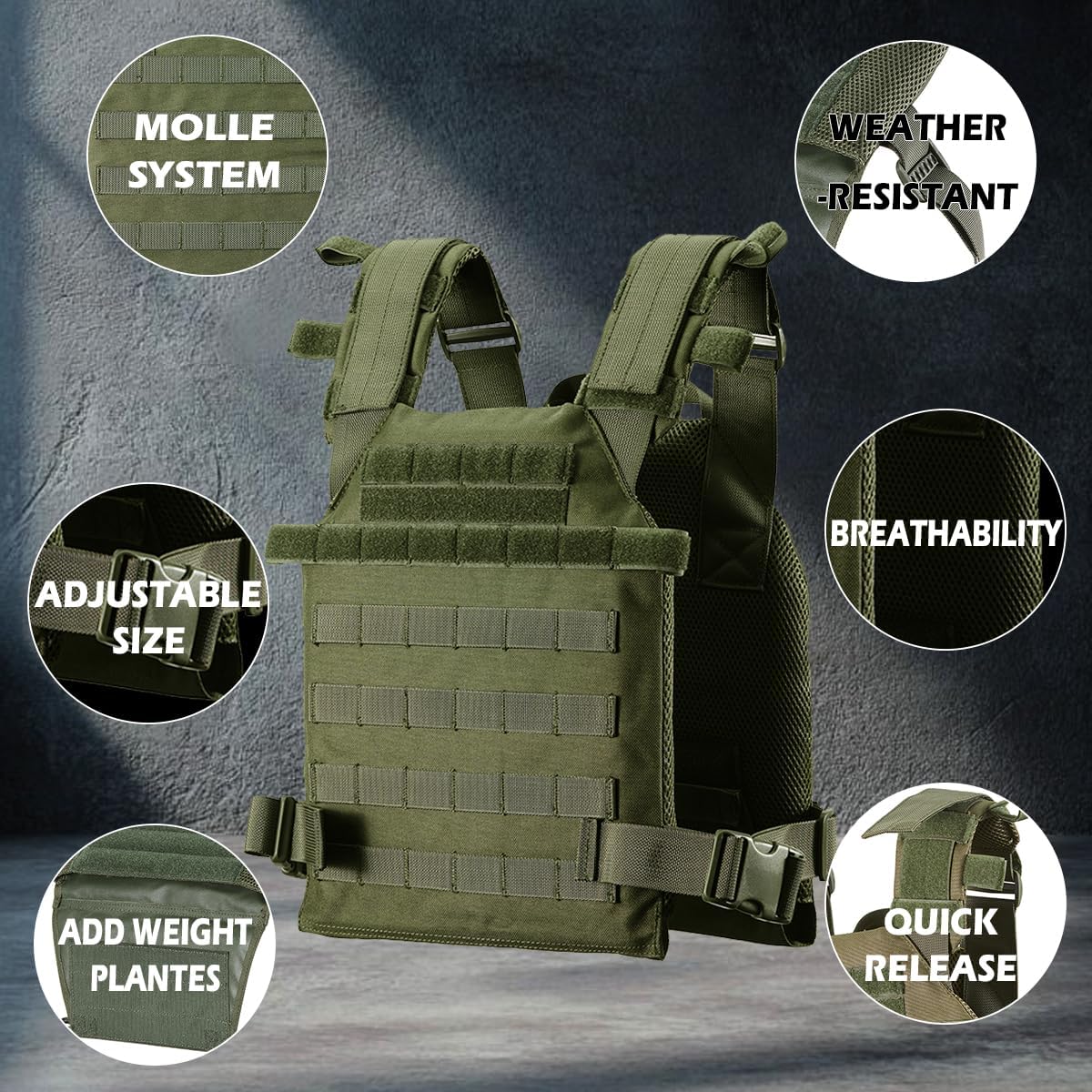 Weighted Vest for Men and Women Weight Vests Adjustable Strength and Endurance Training Fitness Tactical Running