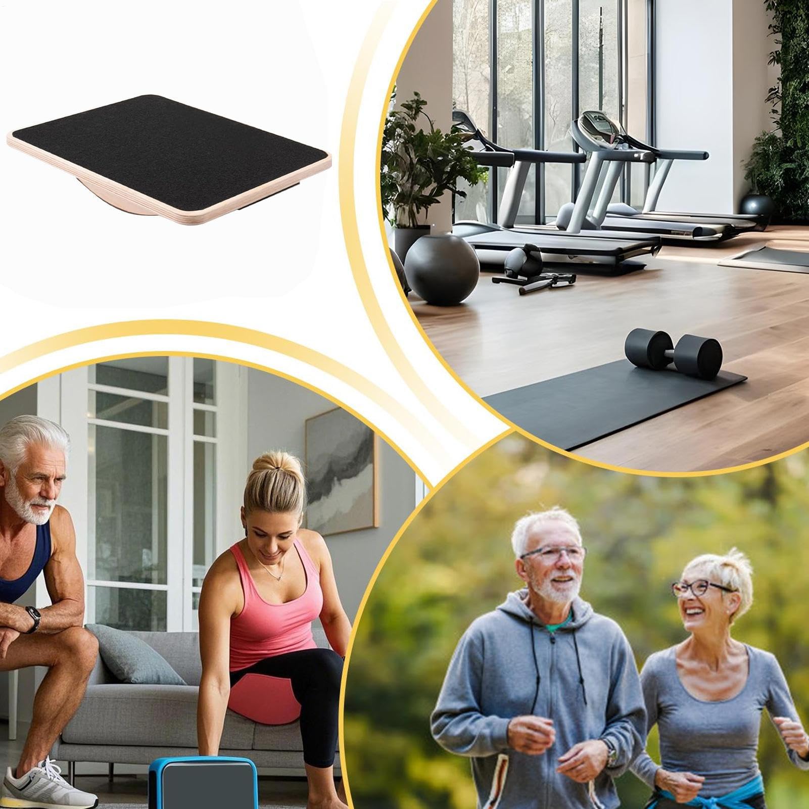 Wood Balance Board, Yoga Balance Board Balancia 'allenatore per esercizi di | Pad per trapinatore di stabilità di pilates anti-slip per casa, uffici, palestra