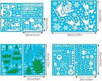 Vista 2 de Kaxich Calcomanías navideñas para ventana, decoración de ventana de Navidad, decoraciones de Navidad, copos de nieve, Papá Noel, para ventanas