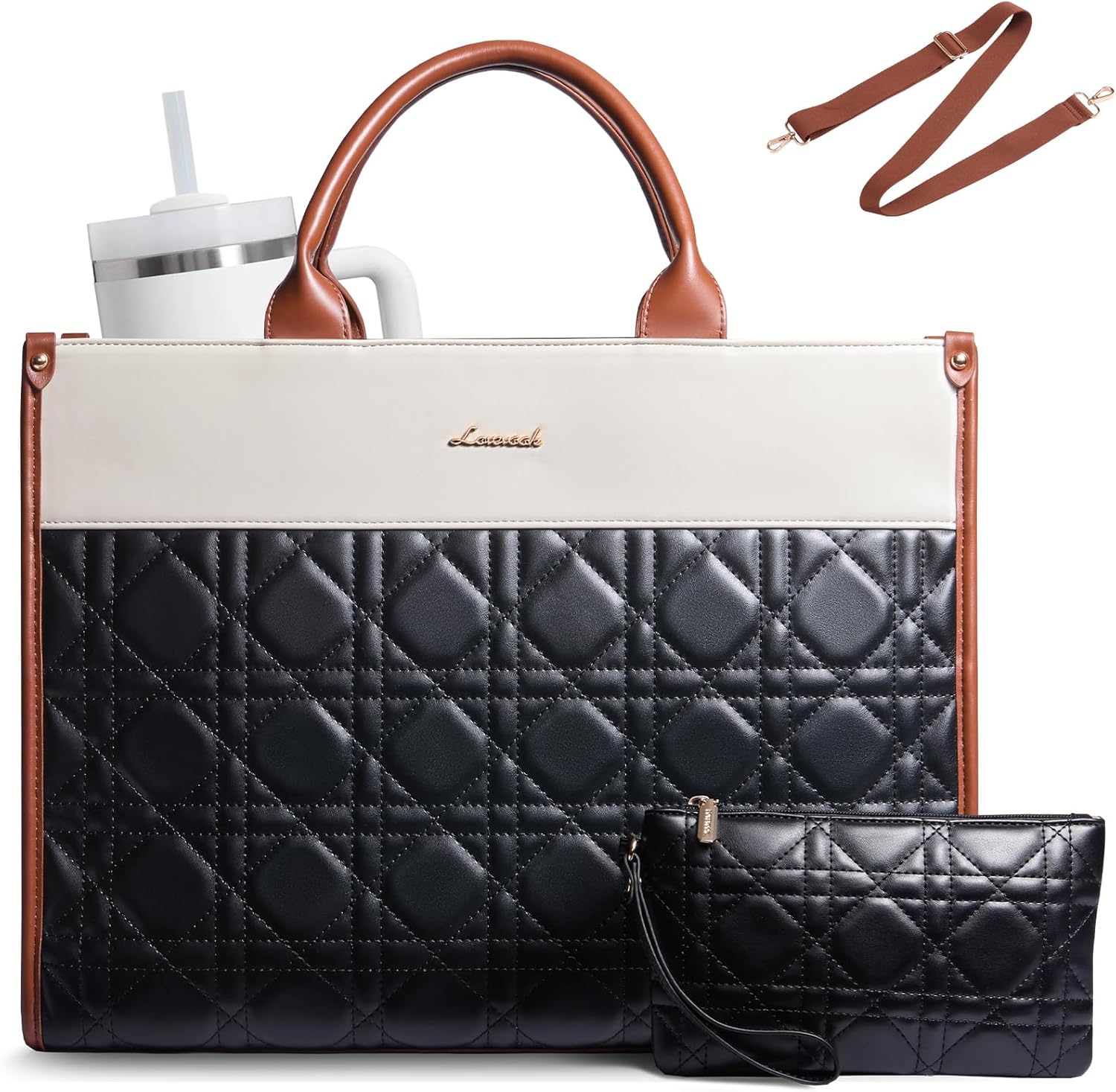 LOVEVOOK Laptop Tote Bag for Women,Waterproof Leather Work Bag for Teacher,Business Office Work Bag Briefcase,Gifts for Women - Image 8