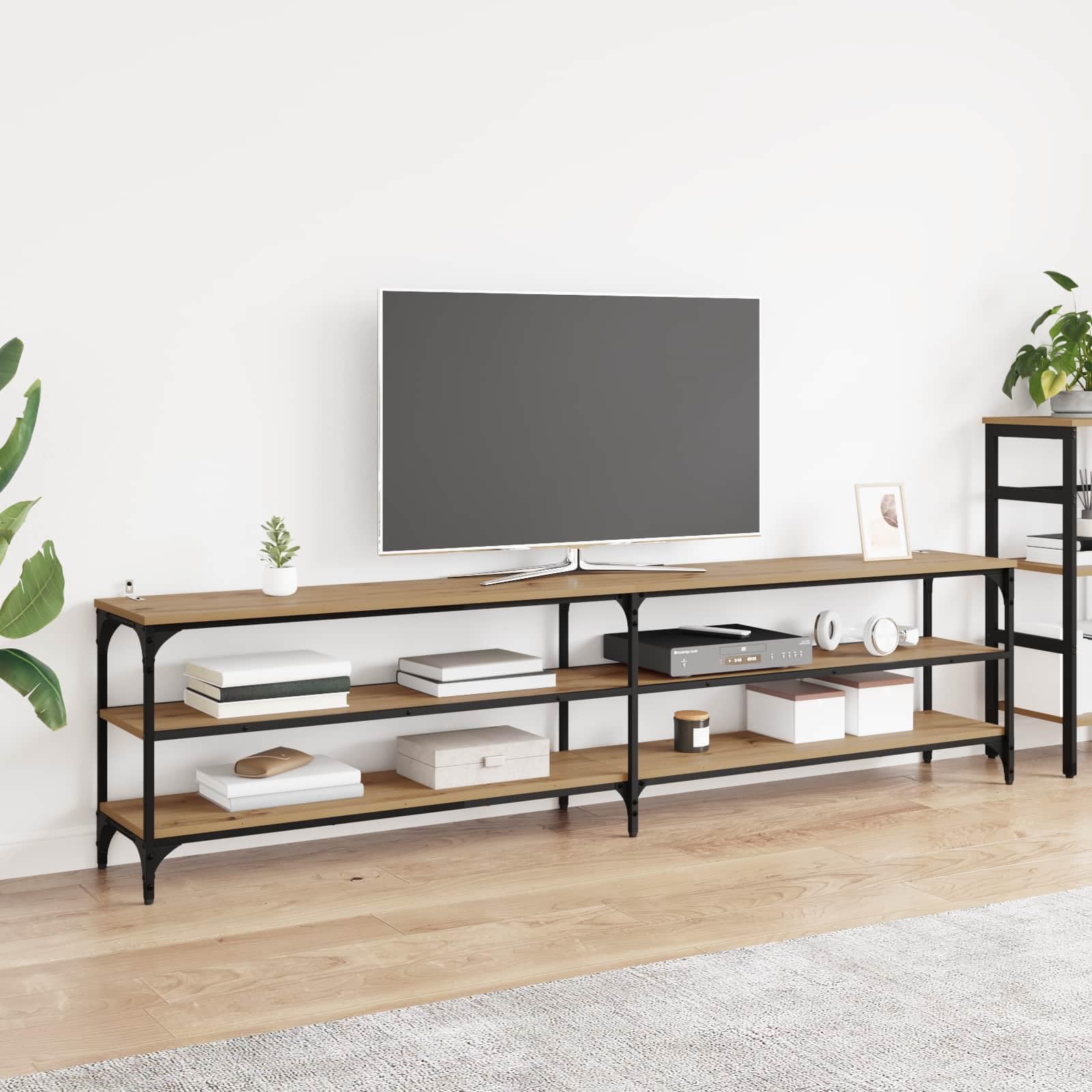 Générique TV-Möbel, Holz und Eisen, 200 x 30 x 50 cm
