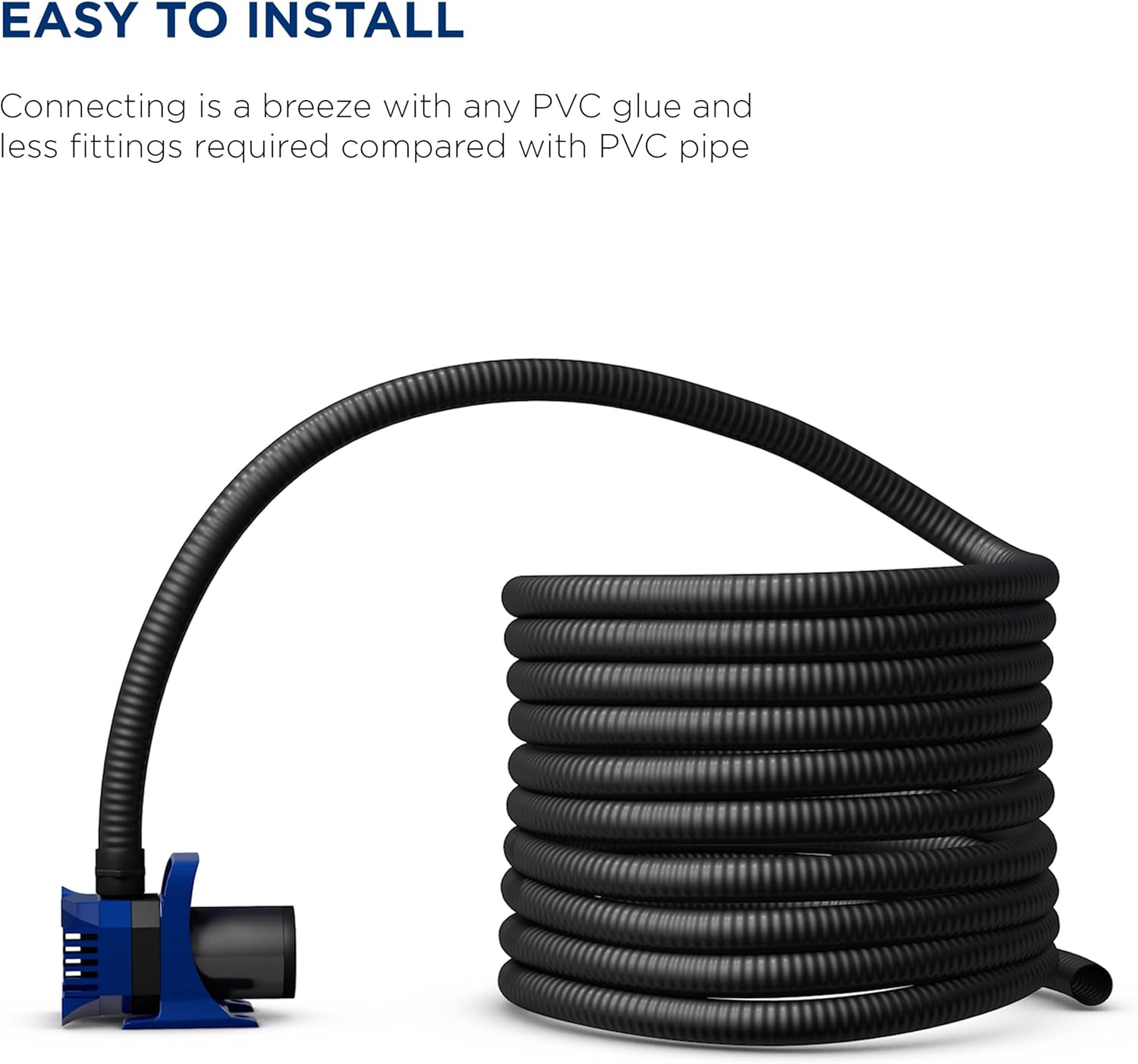 Alpine Corporation 50 Ft. PVC Ultra-Flex Hose with 1" Diameter for S-40 Fittings, Black