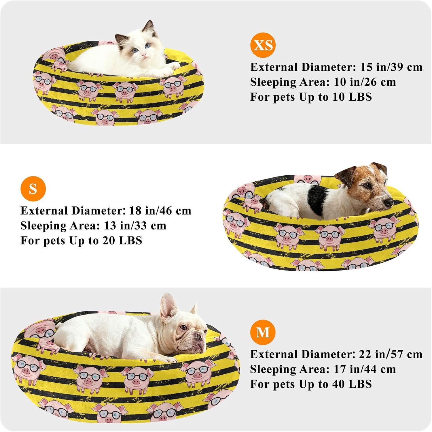 Pet Dog Beds Anti-Slip Fluffy Cat Pillow Bed for Medium Size Pets Supplies M Weamless Cute Little Pig