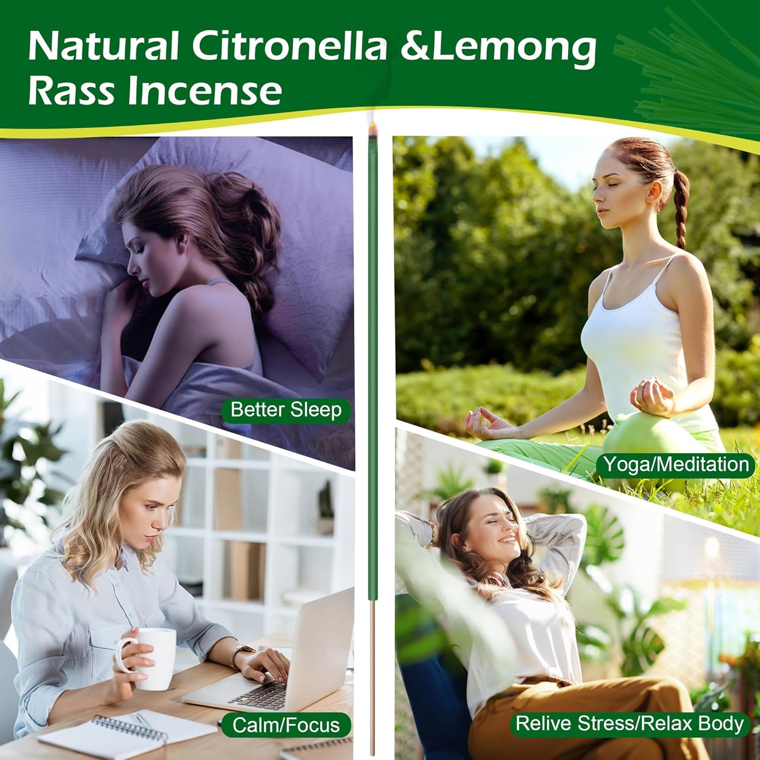 Citronella kadzidełka, 240 sztuk, 200 godzin, naturalny olejek eteryczny Citronella, kadzidełka do użytku na zewnątrz, do ogrodu, na taras, balkon, piknik, kemping, dekoracja stołu, 50 min na sztukę