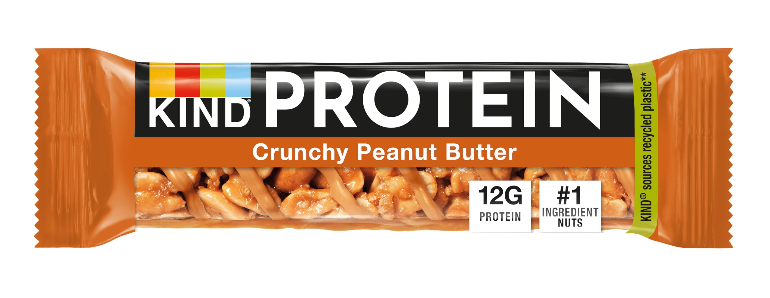 KIND Protein Bars, Gluten Free Snack Bars, Crunchy Peanut Butter, High Fibre, Healthy Snack, Source of Protein, No Artificial Colours, Flavours or Preservatives, 50g