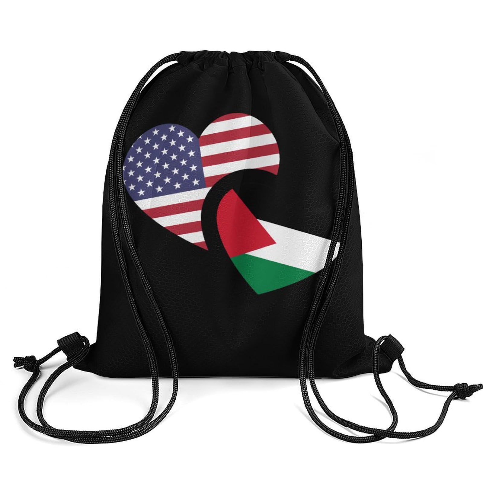Palestine US Flag Drawstring Backpack Durable Sport Gym Bags Daypack for Men Women 35 * 42cm