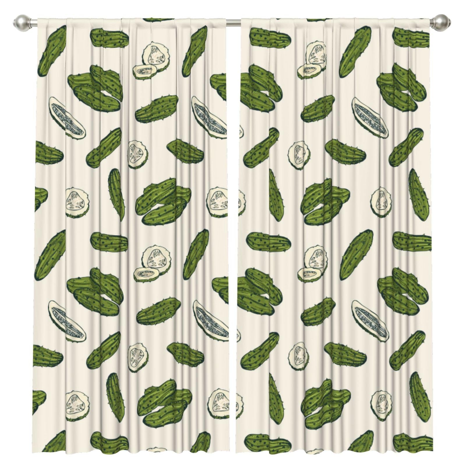 InOmak Cucumber Pickle, 2 Panels Window Curtains 52 x 84 Inch Blackout Curtains for Living Room Bedroom