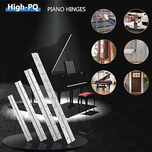 Miniatura 5 de 12 bisagras continuas y de piano de 16 pulgadas, bisagras largas de acero inoxidable de 1.2 pulgadas de ancho abierto, bisagras plegables de 0.04