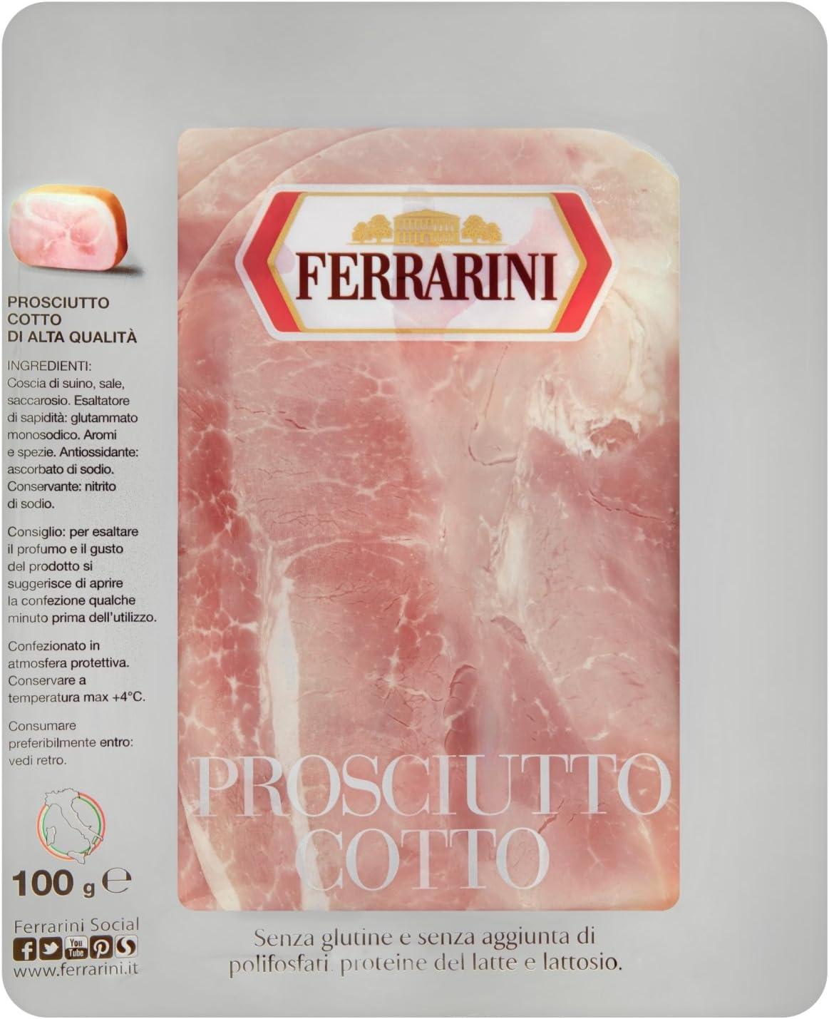 Ferrarini Prosciutto Cotto di Alta Qualità, 100g Amazon.it
