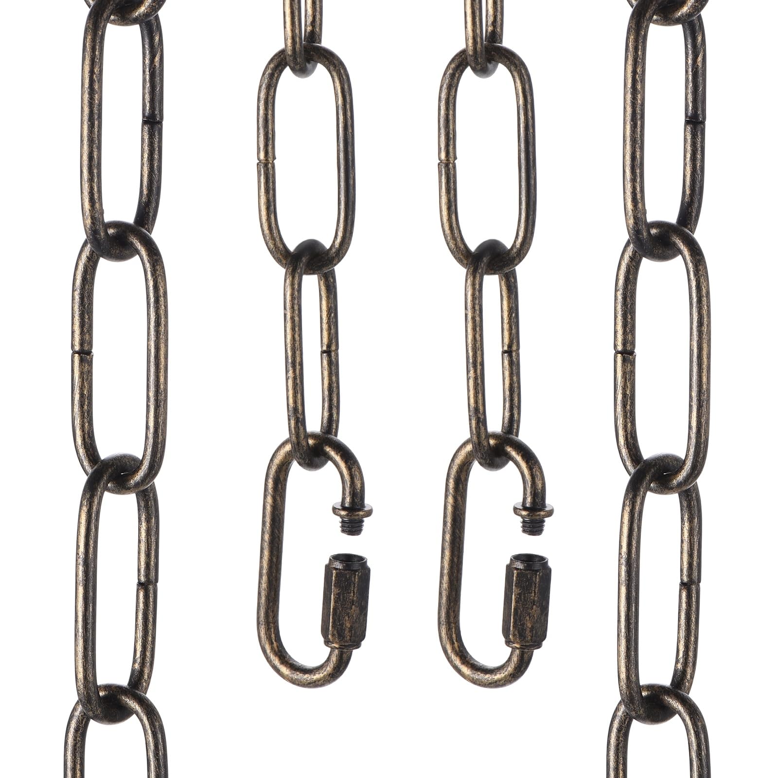 sourcing map 6ft Lighting Hanging Chain, 3mm/0.12" Looping Metal Pendant Chandelier Chain Extension with 2 Quick Link Lock for Hanging Plant Pendant Chandelier Light Fixture, Golden