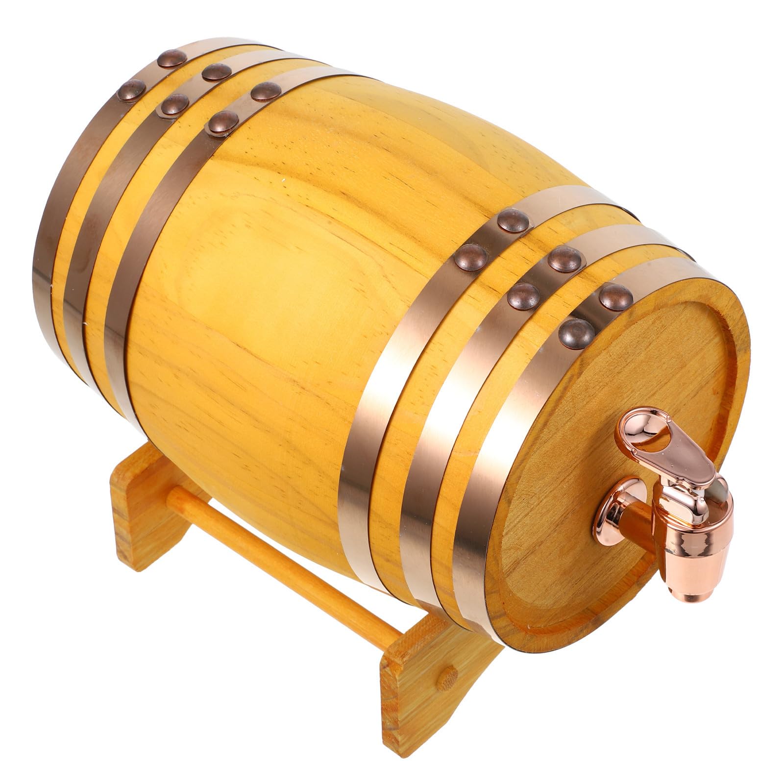 Barril de madera maciza de 1l con diseño artesanal y grifo dosificador para hostelería
