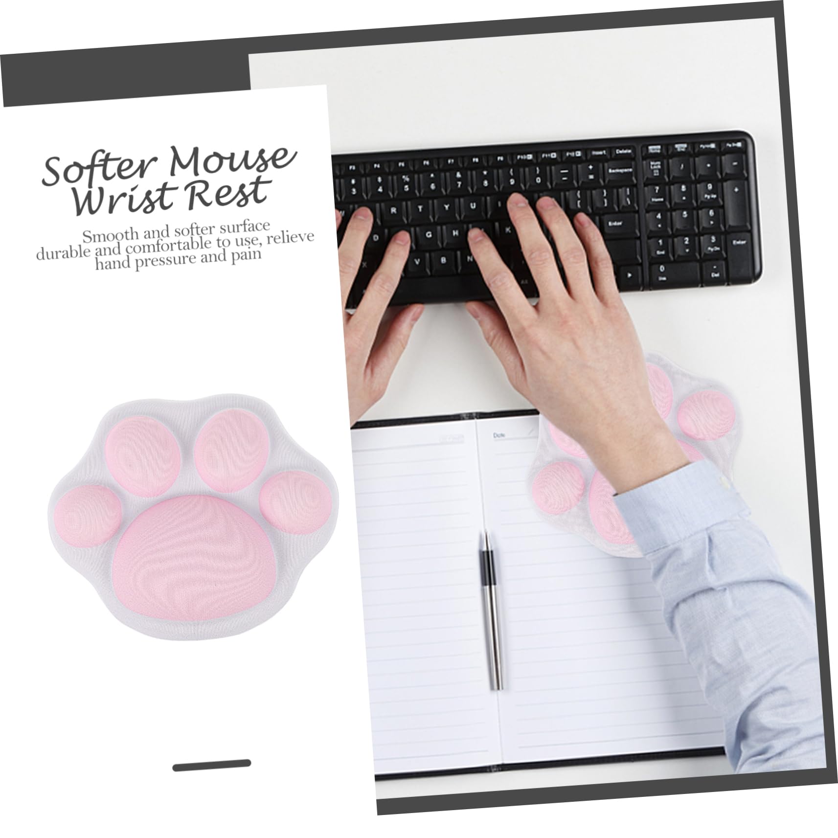 SHINEOFI 4stücke Adorable Handgelenkstütze Mit Katzenpfoten-muster Ergonomisches Mauspad Für Büro Und Rutschfest Und Langlebig Für Pc Und Laptop
