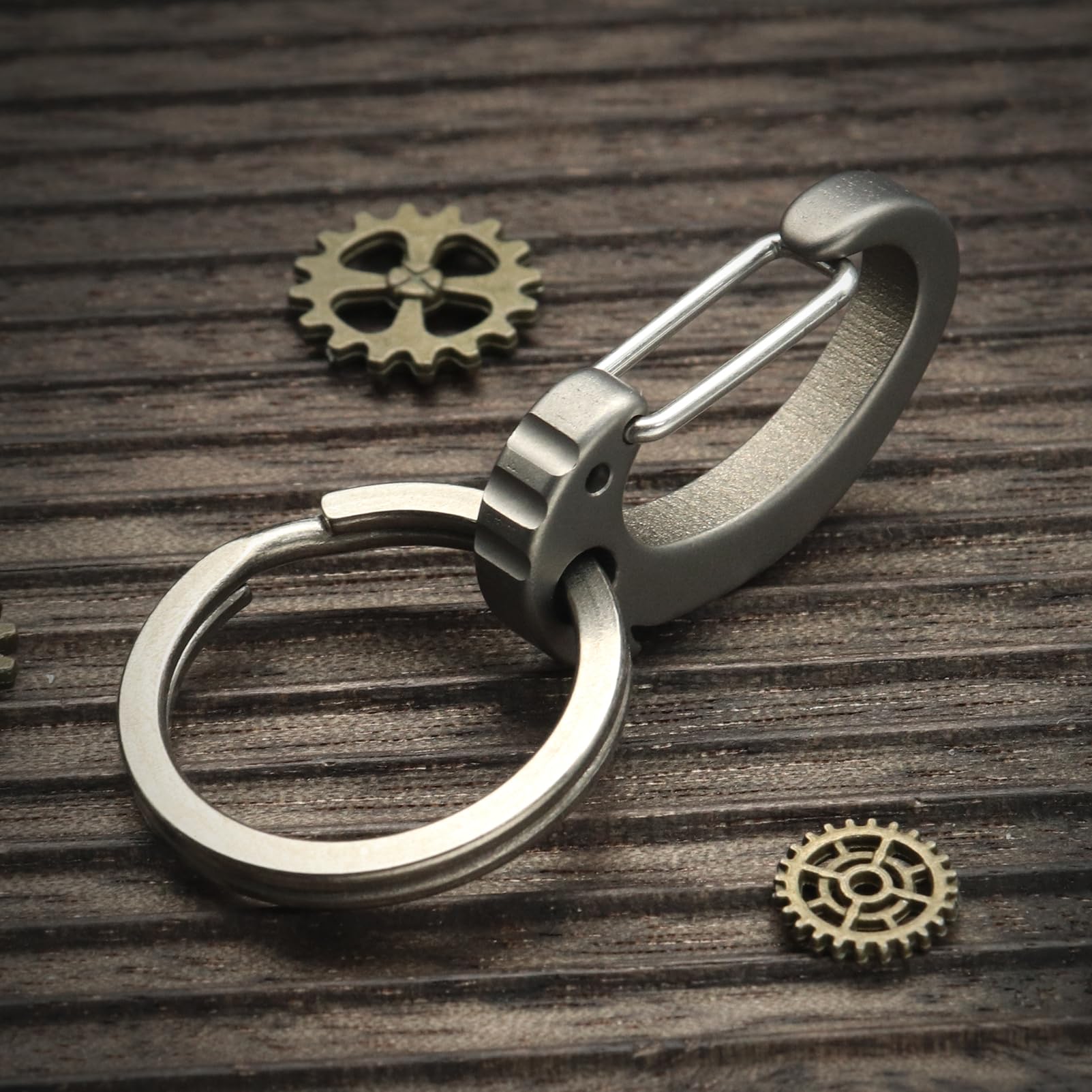 PJYTAC Titanium Carabiner Keychain Clip, Keychain Key Clip with Titanium Key Rings Small Carabiner for Keys Gifts For Dad
