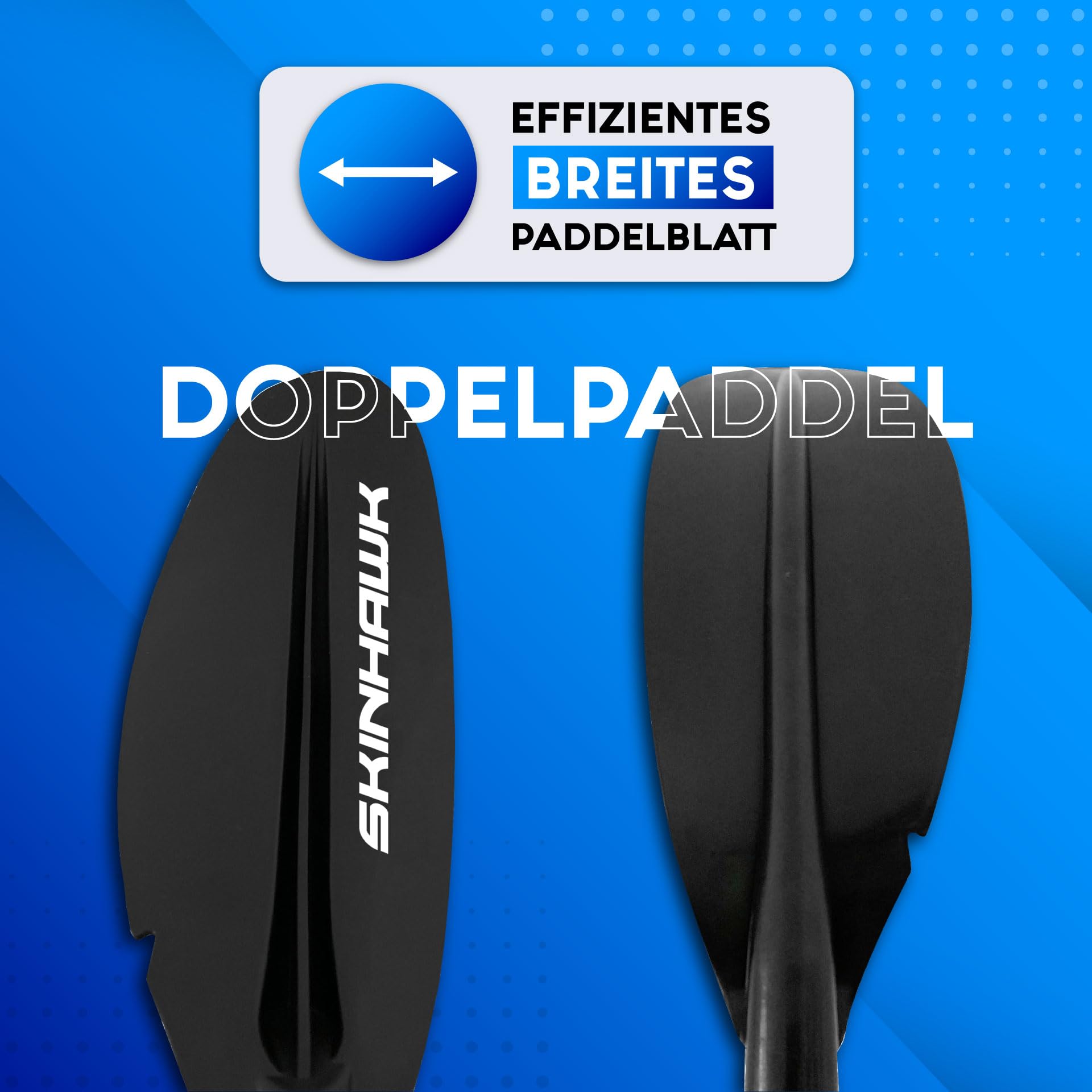 Skinhawk Aluminium Kajak Paddel 222cm Doppelpaddel mit Verstellbaren Paddel-Blätter Kajakfahren Kanusport Rudersport Stechpaddel Super Leicht