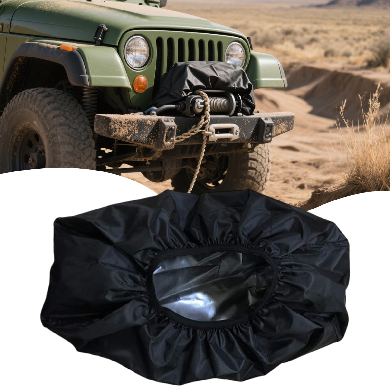 Copertura per verricello per auto, resistente alle intemperie, antipolvere, protezione UV e impermeabile, per campeggio all'aperto, viaggi e avventure