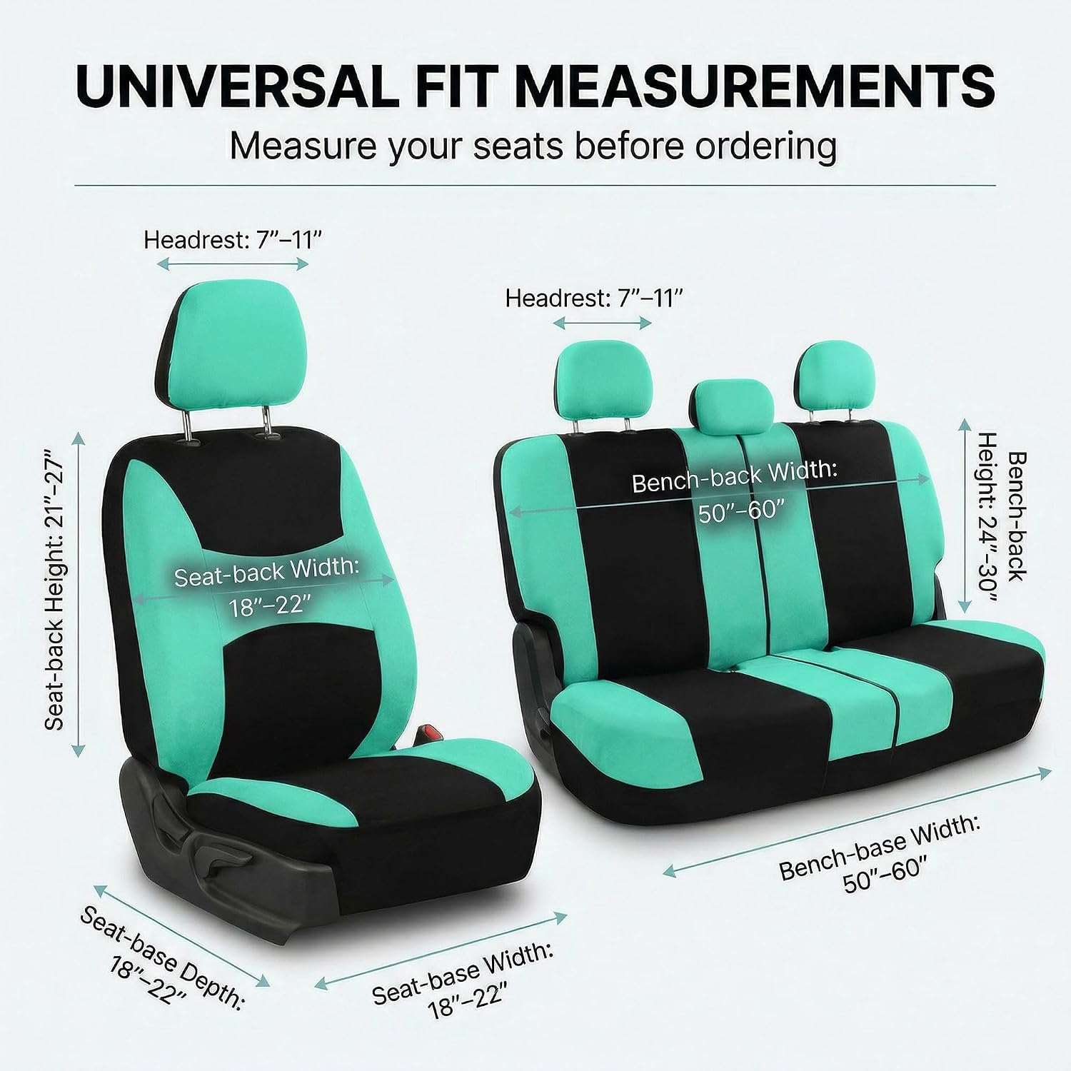 FH Group Car Seat Covers Full Set Cloth - Universal Fit,Automotive SeatCovers,Low Back Front SeatCovers,Airbag Compatible,Split Bench Rear Seat,Washable Car SeatCover for SUV,Sedan,Van Mint