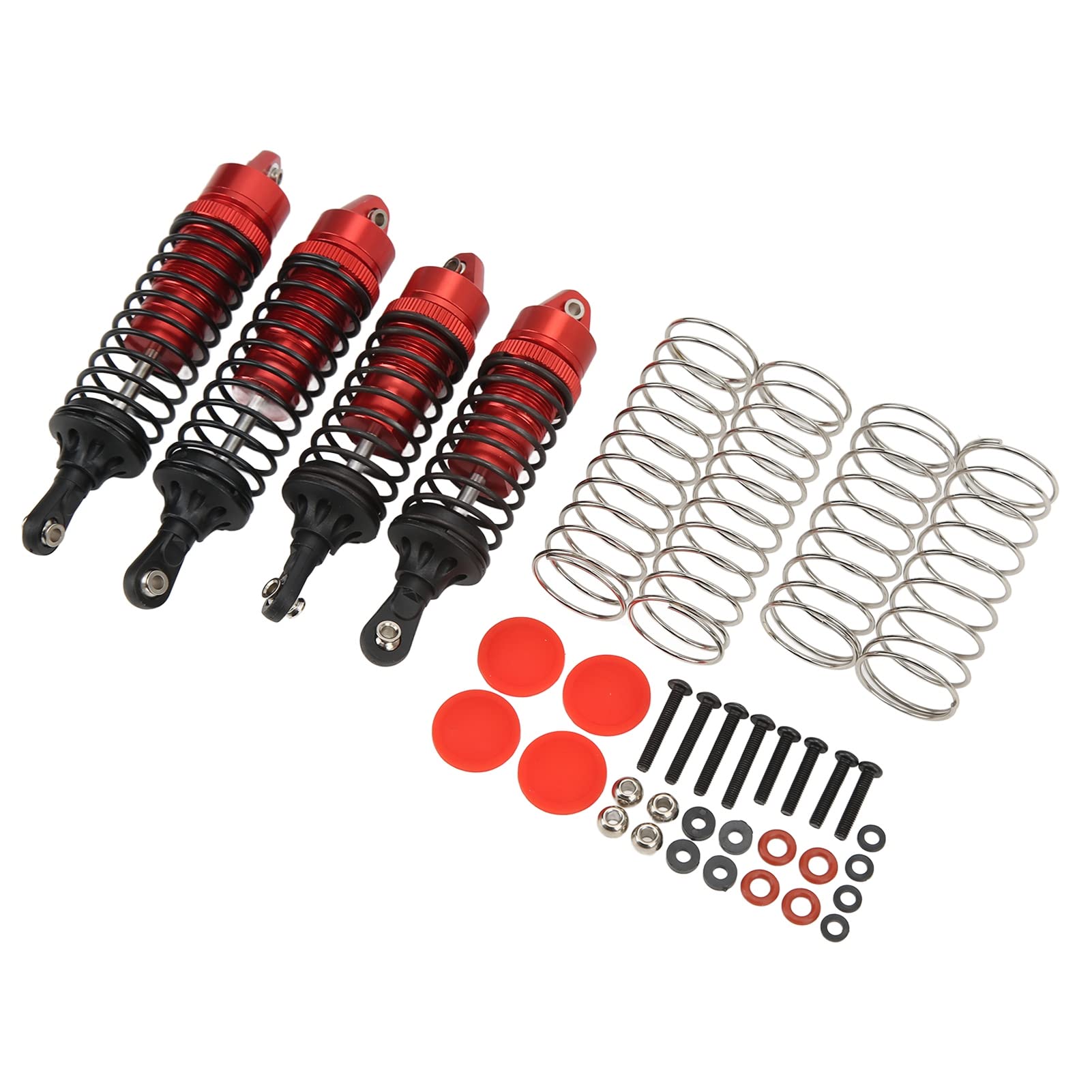 Juego de amortiguadores RC de aleación de aluminio de alto rendimiento para 1/10 RC Car suspensión delantera y trasera (rojo)